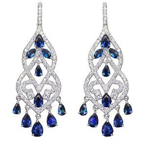 Silver Chandelier Lab Created Sapphire - Blue